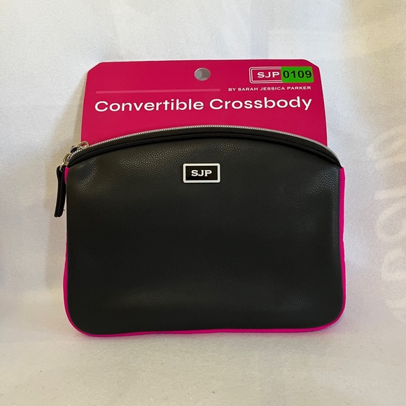 Sarah Jessica Parker Convertible Crossbody, Black and Pink, Brand New - Picture 1 of 2